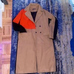Women Shein Long Color Block Jacket